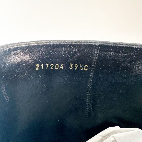 GUCCI Hasler Horsebit Black Leather Boot Size 39.5 US 9.5 Heeled Knee Square Toe - Picture 13 of 13